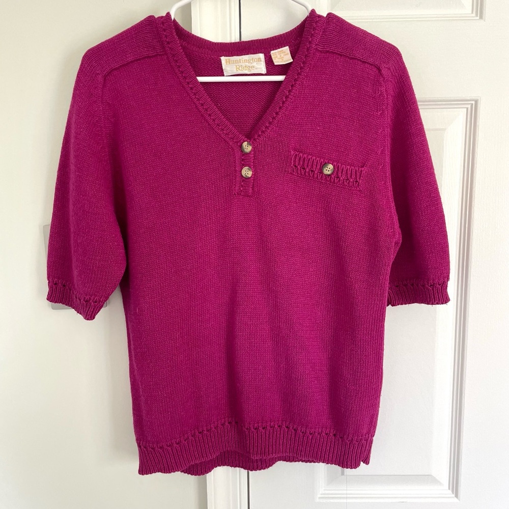 Huntington Ridge Ramie Cotton Magenta Pink Sweater Leontine Size S Feminine